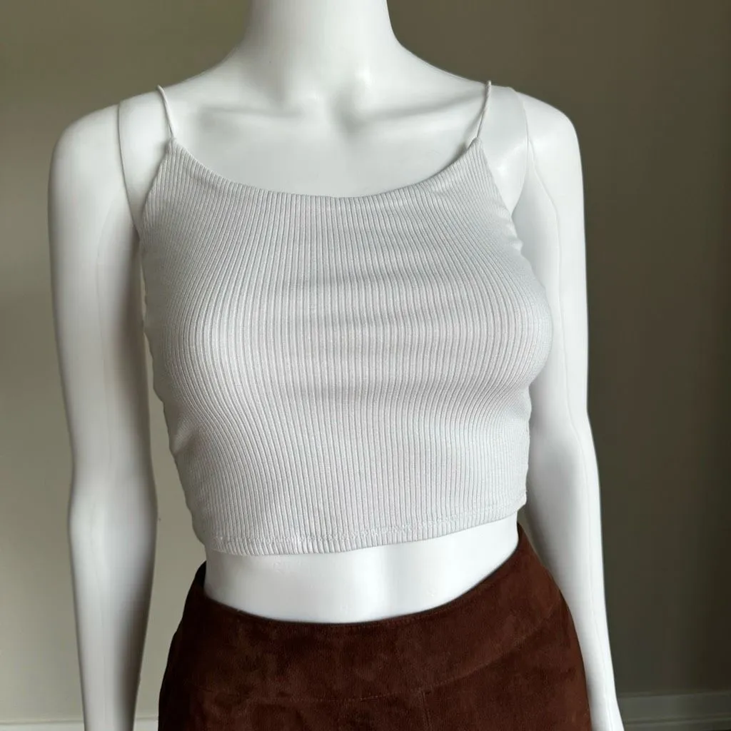 Garage White Ribbed Bungee Cropped Cami Size Small - Image 3