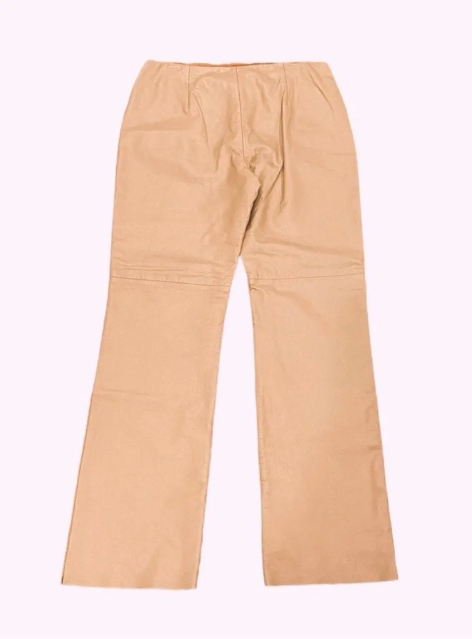 Vintage 90s Leather Pants Tan High Rise 12 Flat Front - Image 4