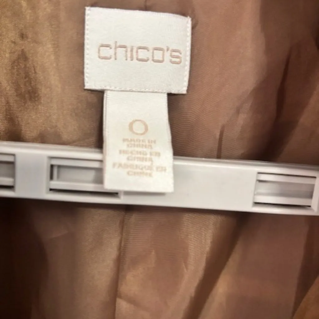 Chicos Dress Sz 0 Sm Brown Sleeveless Classic Button Belted Notch Collar Preppy - Image 9