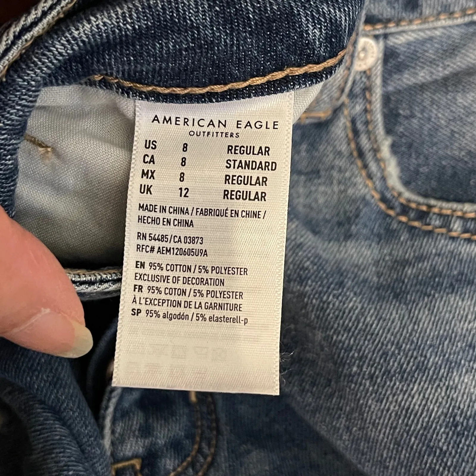 American Eagle Outfitters Women's Blue Distressed Ripped Straight Leg Jeans 8 - Image 6