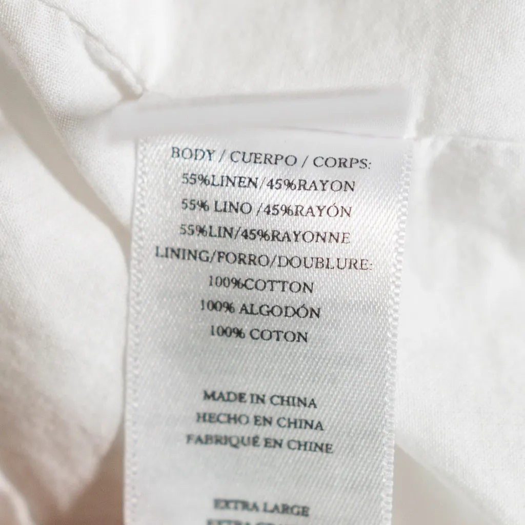 Rails Kiki Linen Cotton White Lace Detail Short Sleeve Pullover Midi Dress XL - Image 3