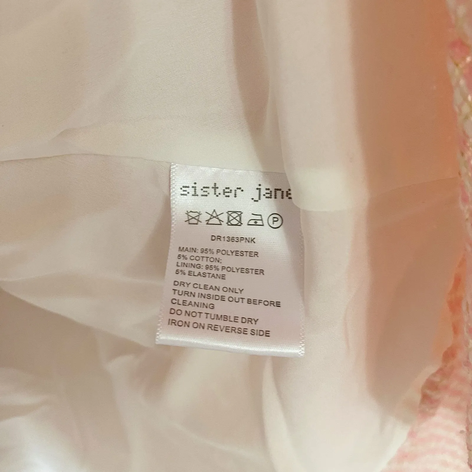 Sister Jane Pink Rosy Knees Tweed Confetti Square Neck Puff Sleeve Dress Size S - Image 8