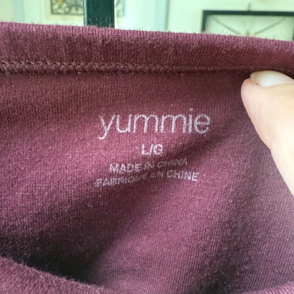 Yummie Shapewear Susie Flare Leggings 360° Sculpt Cotton Burgundy $50 L Red Size L - Image 5