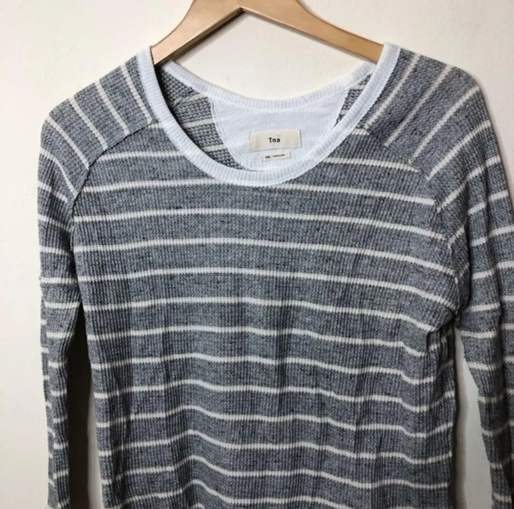 Aritzia Tna Alder Thermal‎ Striped Waffle Knit Tops - Image 4