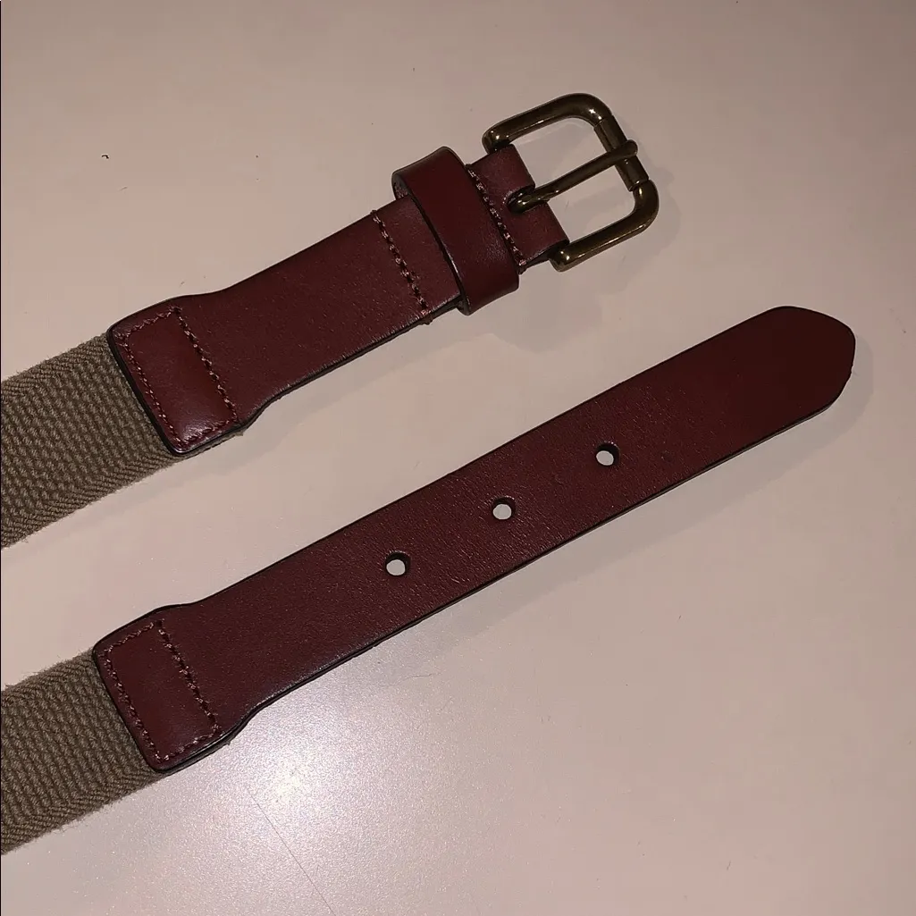 Polo Ralph Lauren Leather Preppy Classic Stretchy Strap Canvas Buckle Belt 24 - Image 5