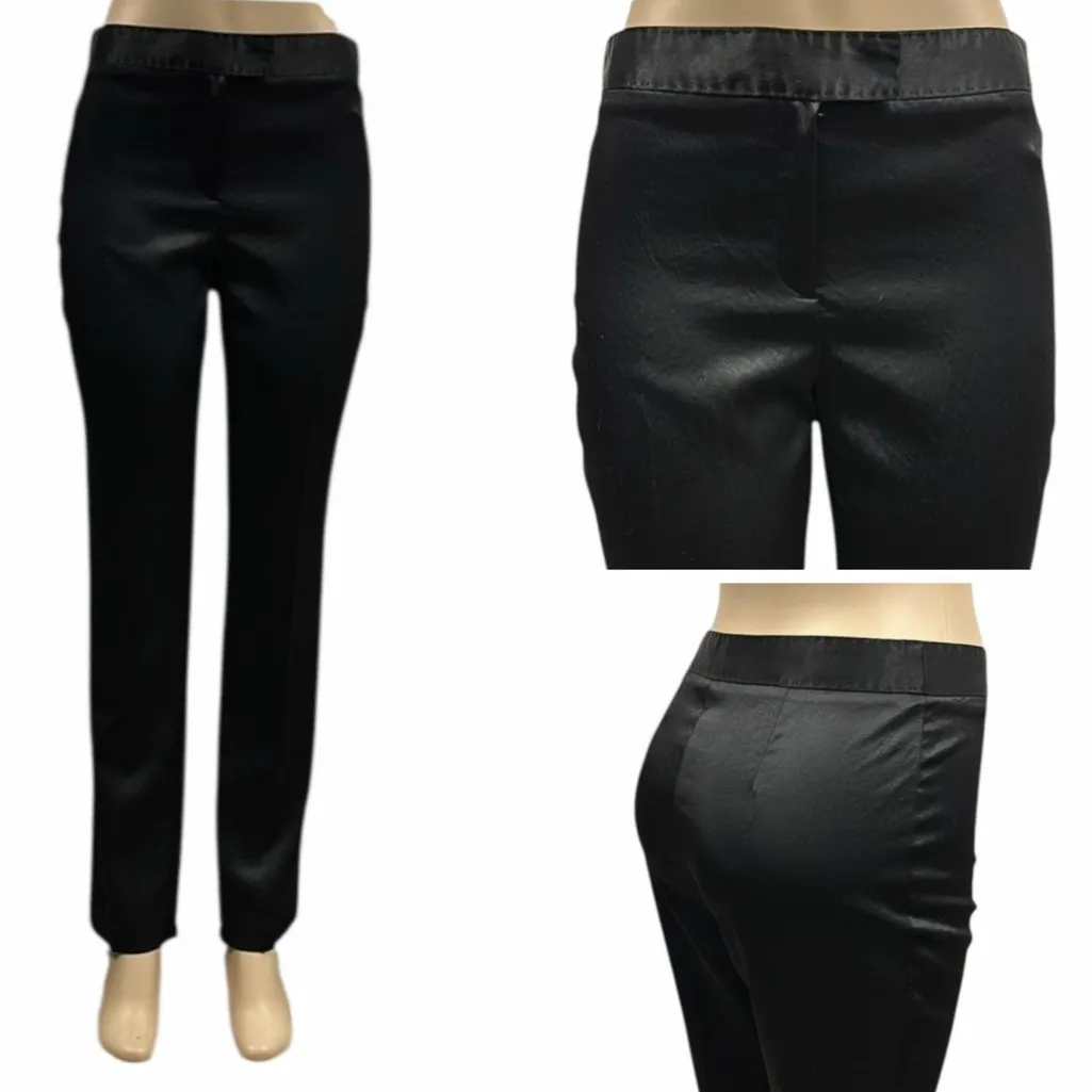 Ideology Black Satin Dress Pants Trousers Straight Leg Mid Rise 9.5 Womens 8 - Image 2
