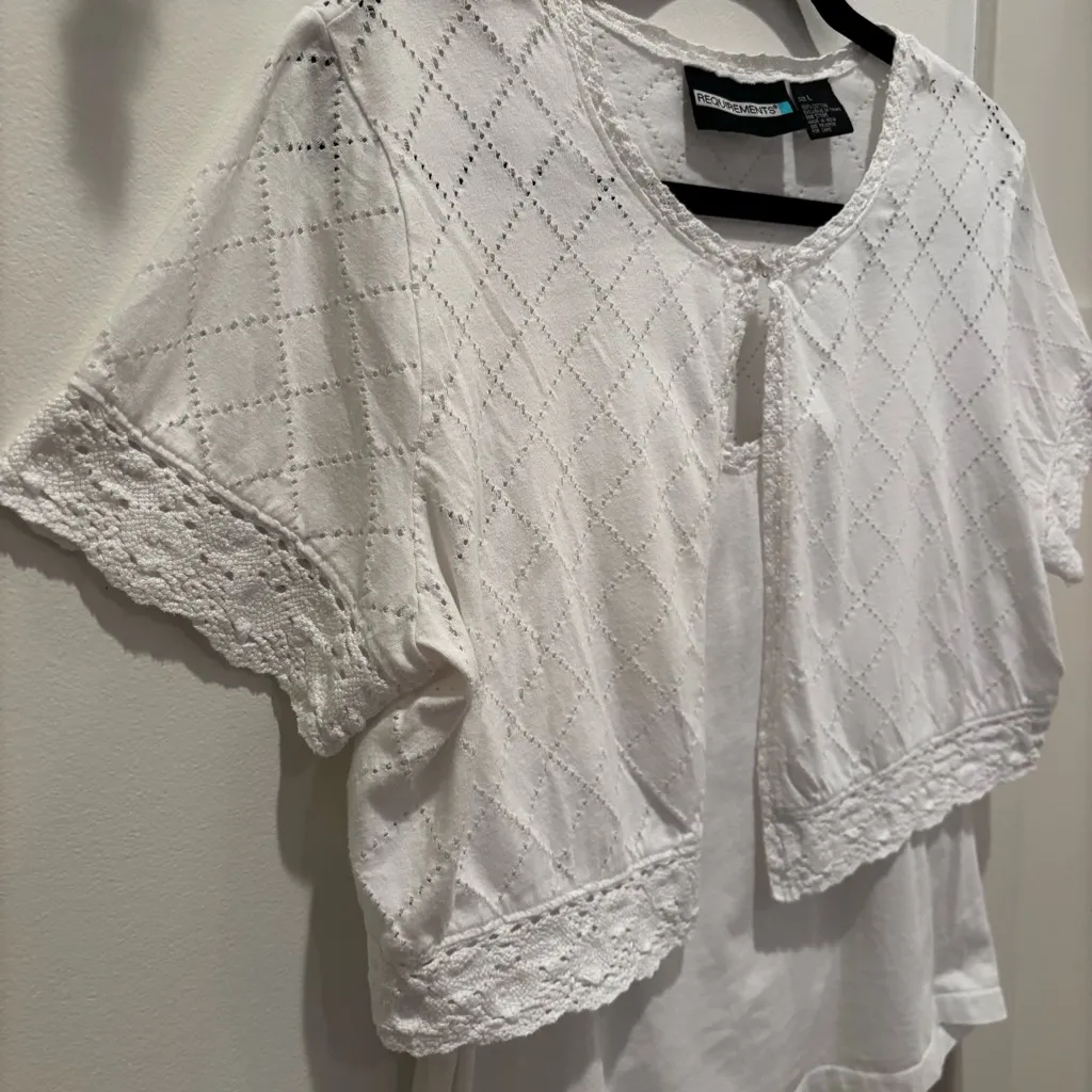 Requirements 90's Vintage Women's Tank Top Shrug Set Lace Trim Detail Size L - Image 3