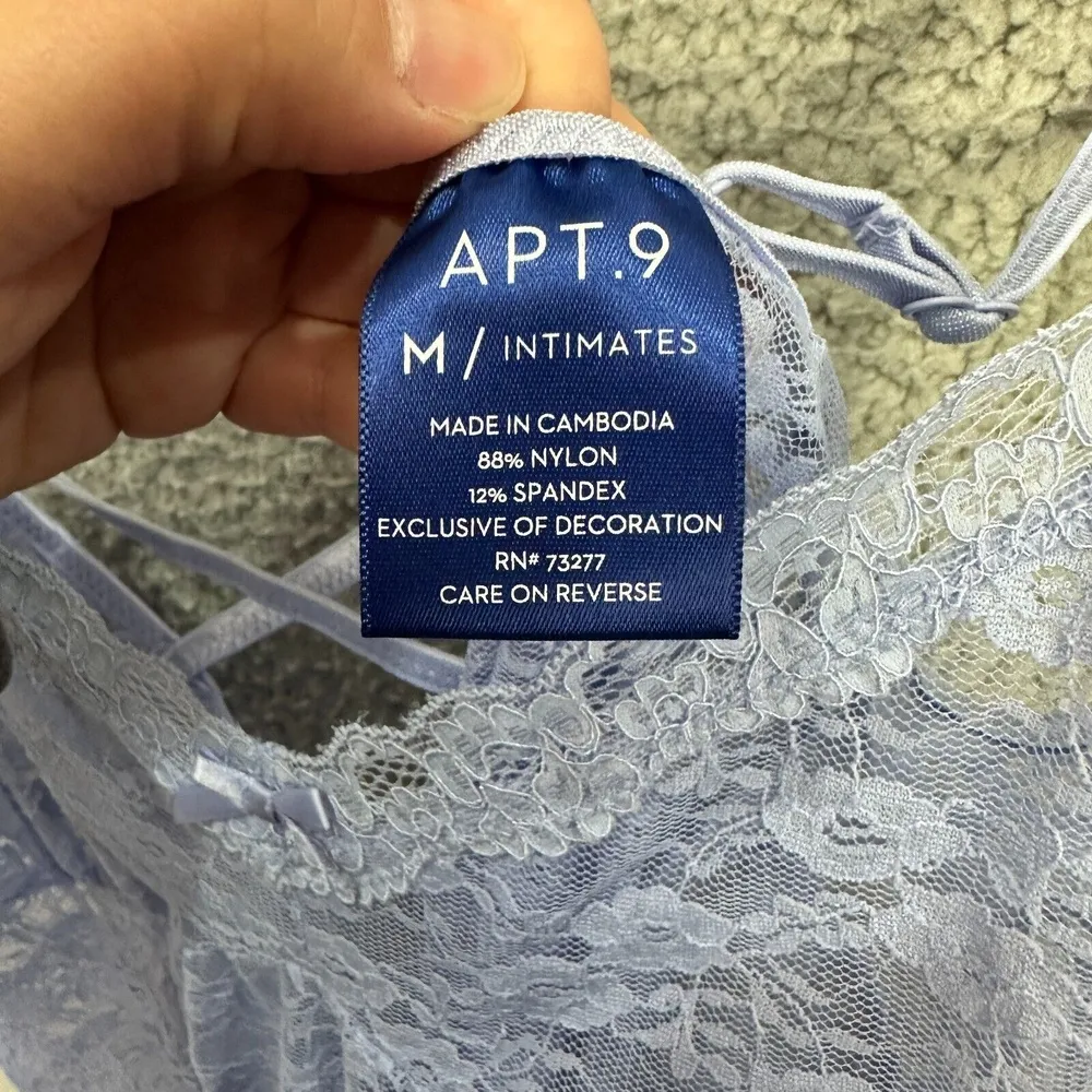 APT.9 Lace‎ Lingerie Babydoll Slip Dress Womens M Purple Sheer Floral Coquette - Image 4