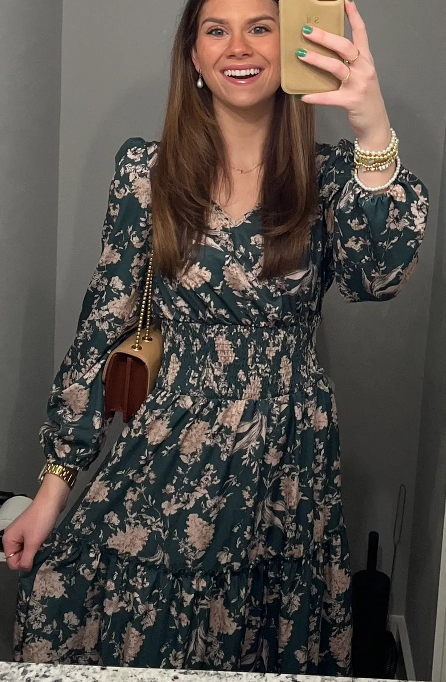 Floral Print Long Sleeve Dress - Image 7