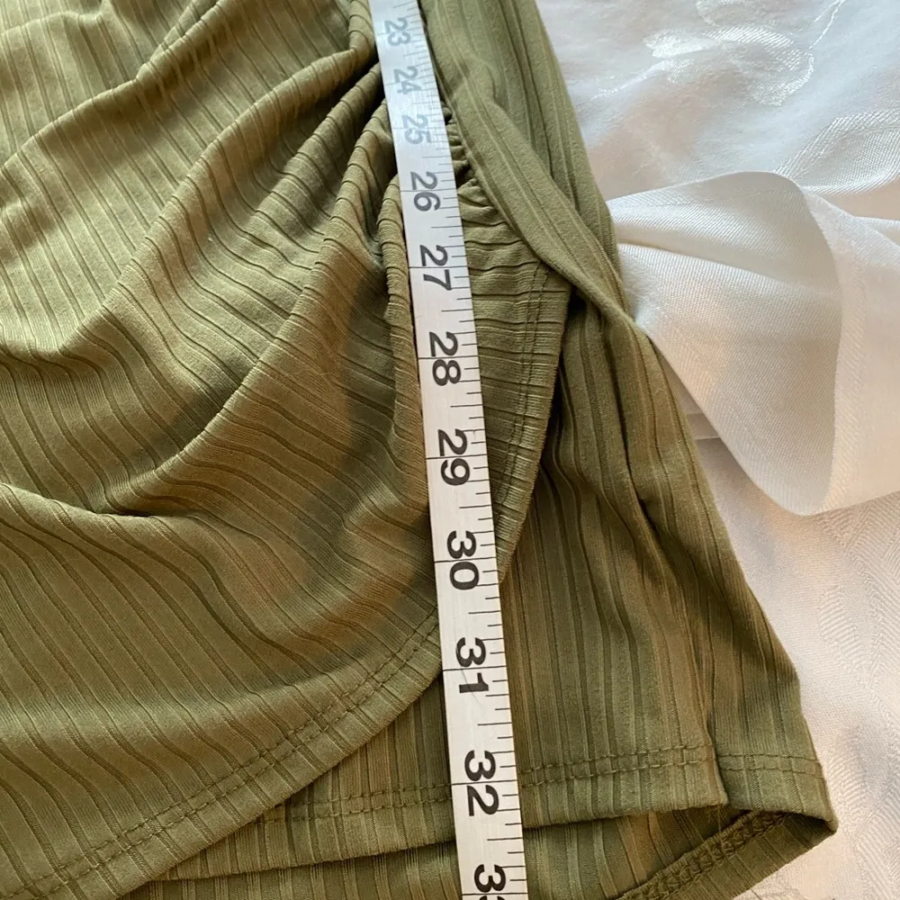 And Now This Olive Green Ribbed Bodycon Long Sleeve Dress S - Image 3