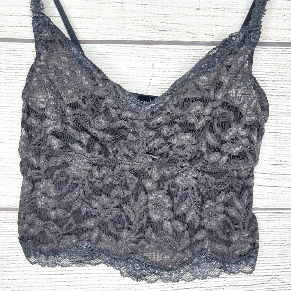 Moda International Sheer Gray Lace Bralette Size Small - Image 2