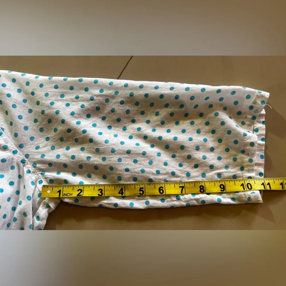 Eden Olivia Womens Flannel Shirt Size M White Polka Dots 3/4 Sleeve Button Up - Image 10