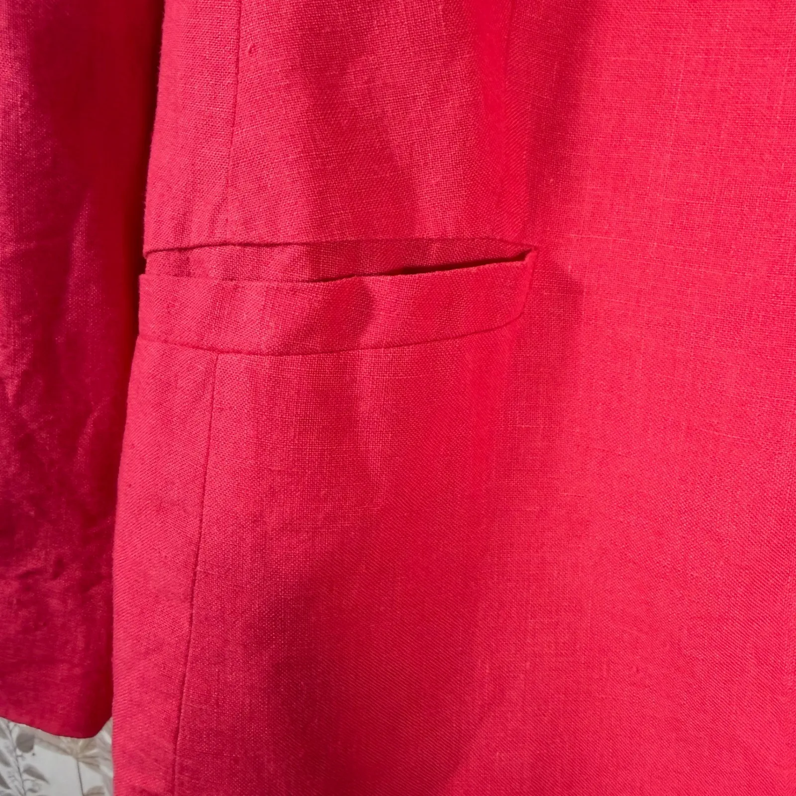 Talbots Linen Colllarless Blazer Lined Women's Size 10 Pink Hook & Eye Closure - Image 5