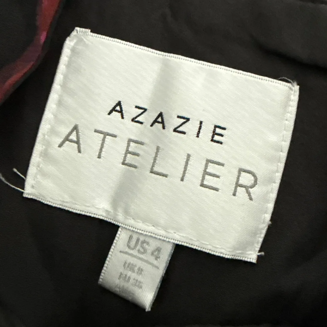 Azazie Maxi Dress Sleeveless Floral Angee Sizer US 4 Black Pink - Image 2