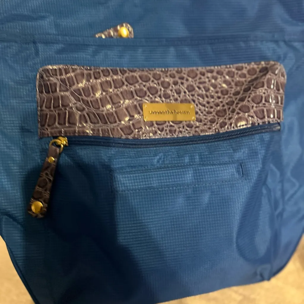 Samantha Brown Blue Laptop Bag with Crocodile Pattern/ Travel - Image 11
