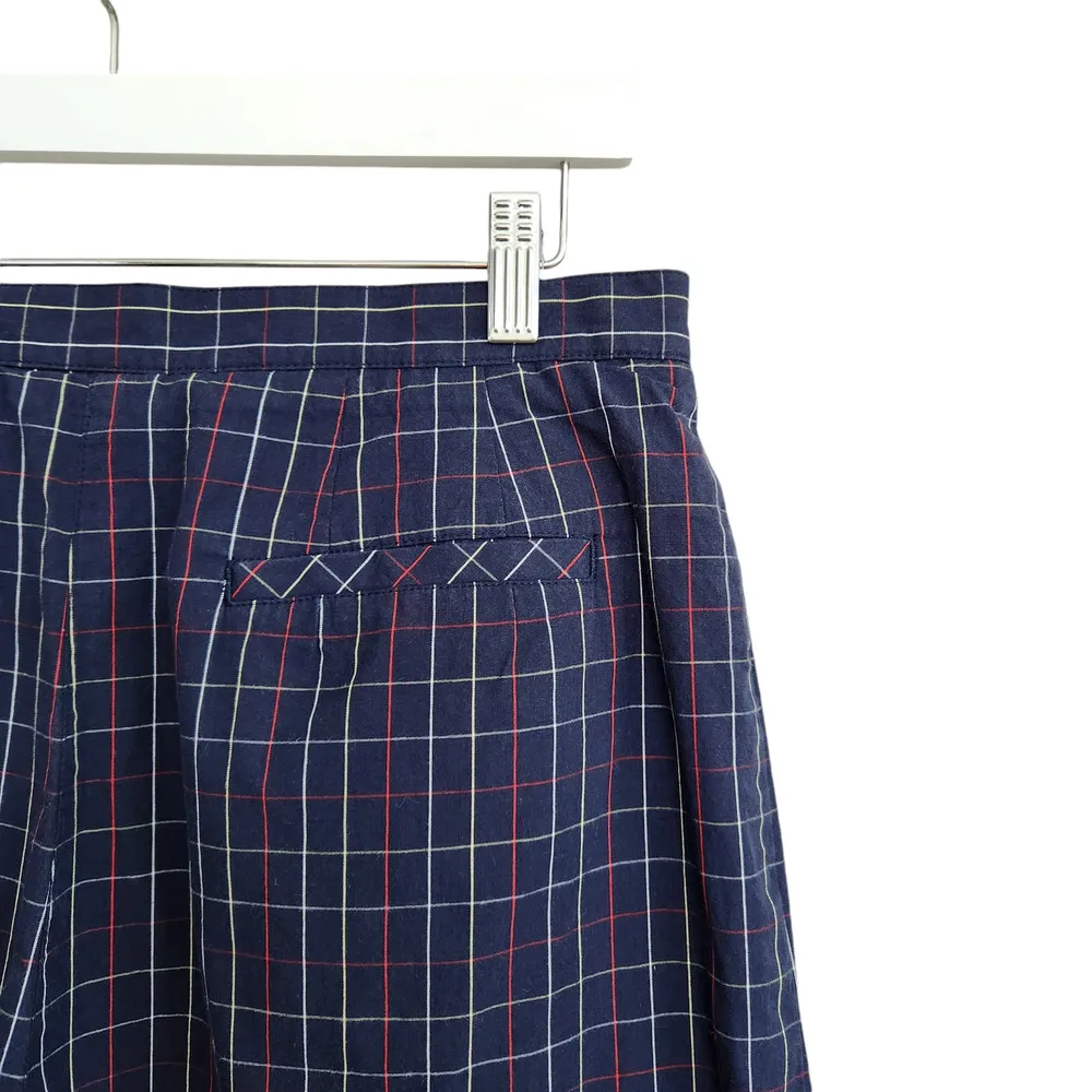 Vintage Liz Claiborne Navy Blue Red White Plaid High Waisted Button Down Skort - Image 5