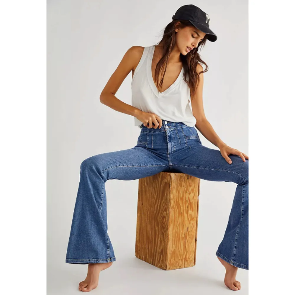 Free People We The Free High Rise Jayde Flare Leg Denim Jean Sunburst Blue 29 - Image 2