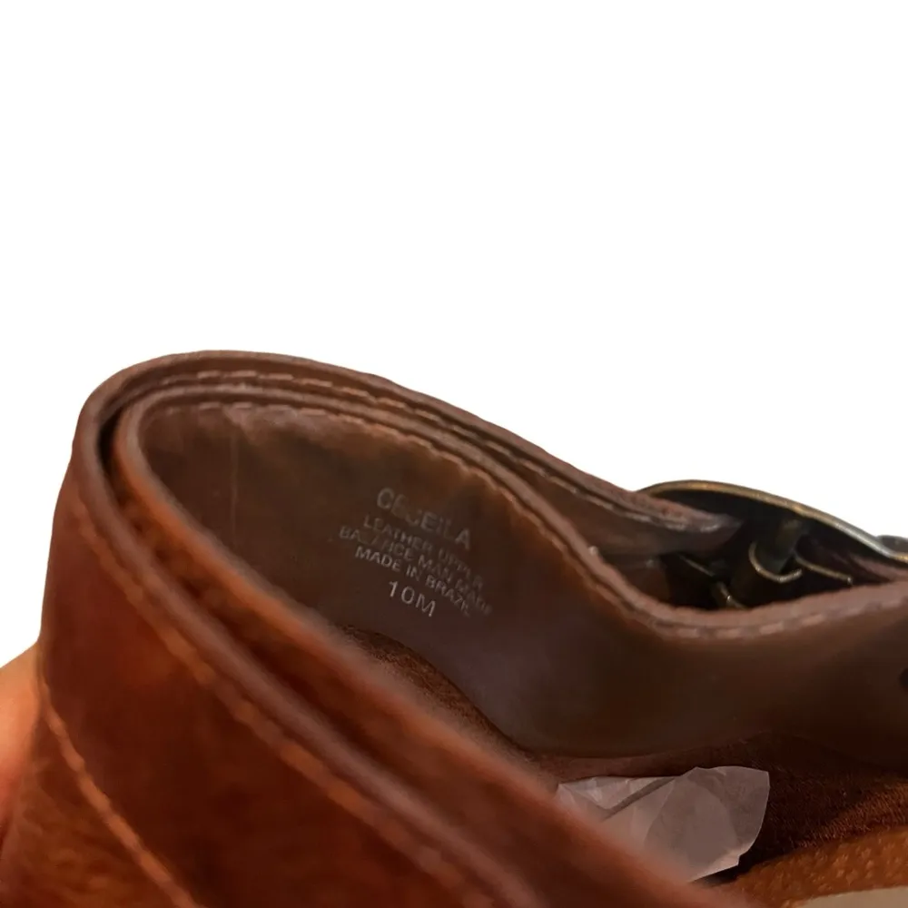 Steve Madden Vtg 90’s Brown Leather Cecilia Wooden Platform Slingback Clogs - Image 14