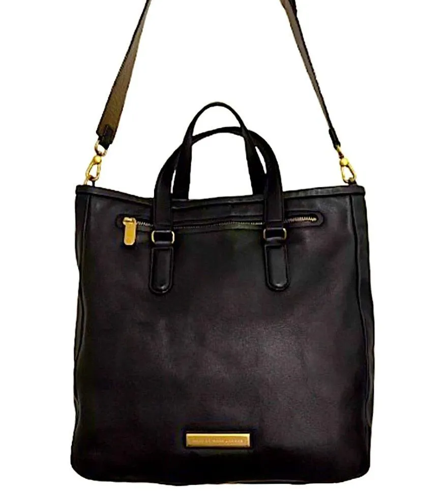 MARC JACOBS Luna Black Leather Top Handle Crossbody Tote Gold Hardware LIKE NEW - Image 11