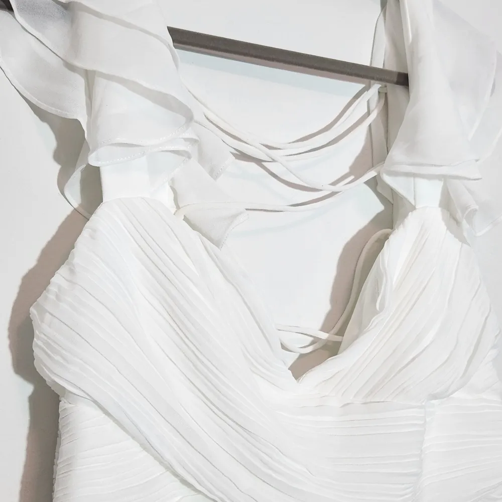 Lulus White Ruffle Sleeve Wedding Dress with Lace-up Back NWT Size XL - Image 7