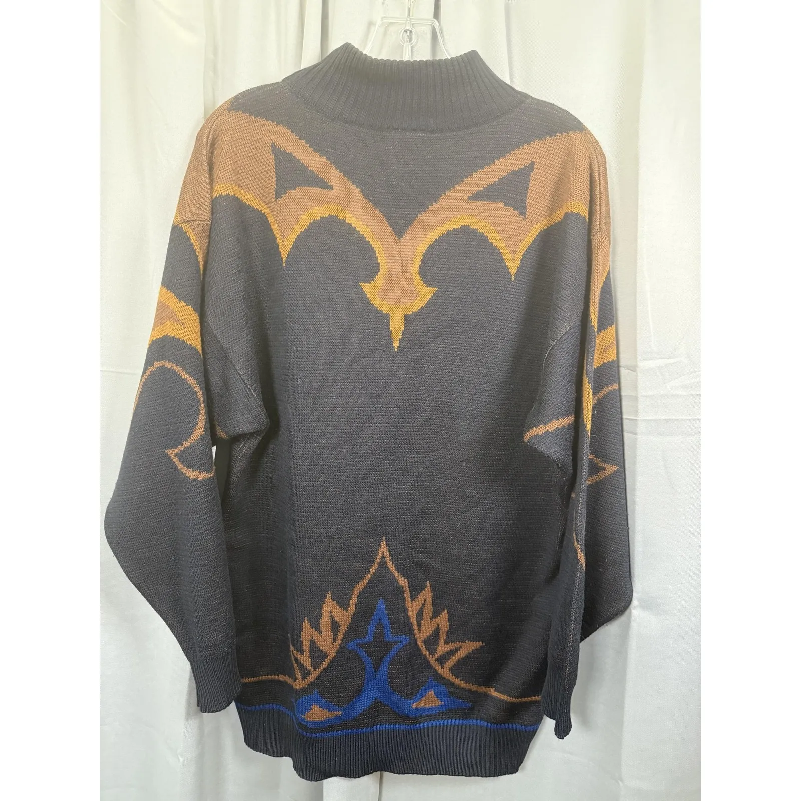 Vintage Mondi Sweater Womens Small 34 Butterfly Mock Neck Made W. Germany 80s Black - Image 4