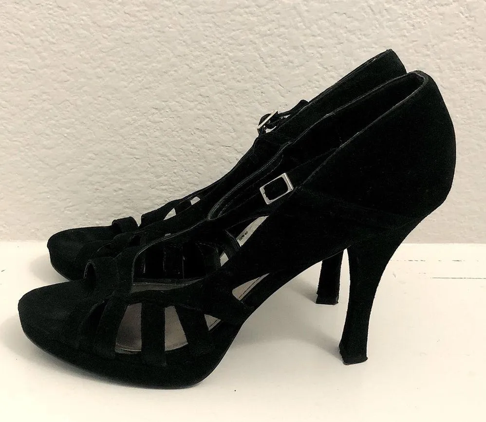 Fergie Black Suede Strappy Mary Jane Pumps Size 10M - Image 3