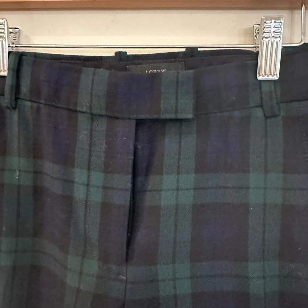 Women's Plaid J. Crew Maddie Pants sz 8 Green Blue Plaid Pants - Image 8