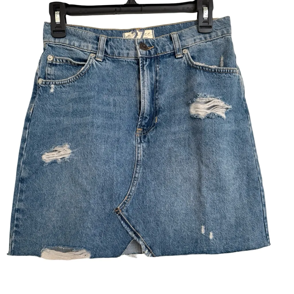 Free People Hallie Denim Blue High Waist Skirt 27 High Waist Western Concert - Image 4