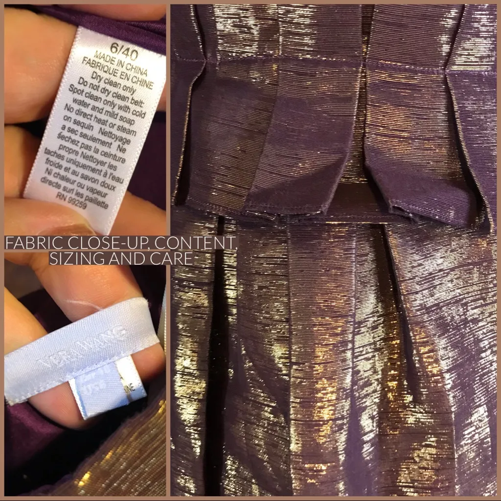 VERA WANG LAVENDER LABEL PURPLE & GOLD METALLIC STRAPLESS COCKTAIL DRESS (6) - Image 12