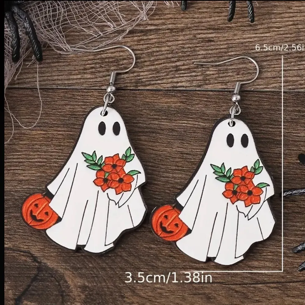 Halloween Ghost Earrings, Halloween, Boho, Ghost, Vintage Fall White - Image 4