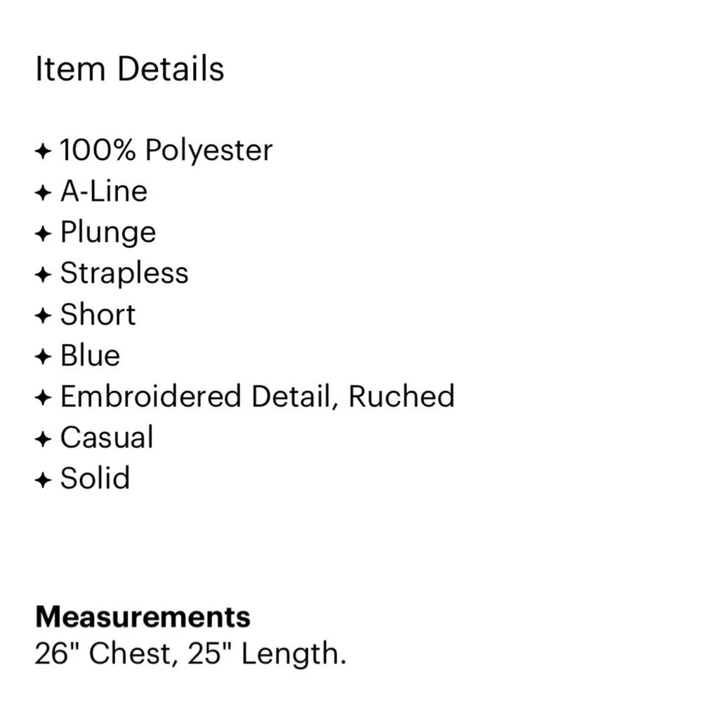 Anthropologie Vintage Y2K Staring at Stars Blue Strapless Smocked Mini Dress S - Image 3