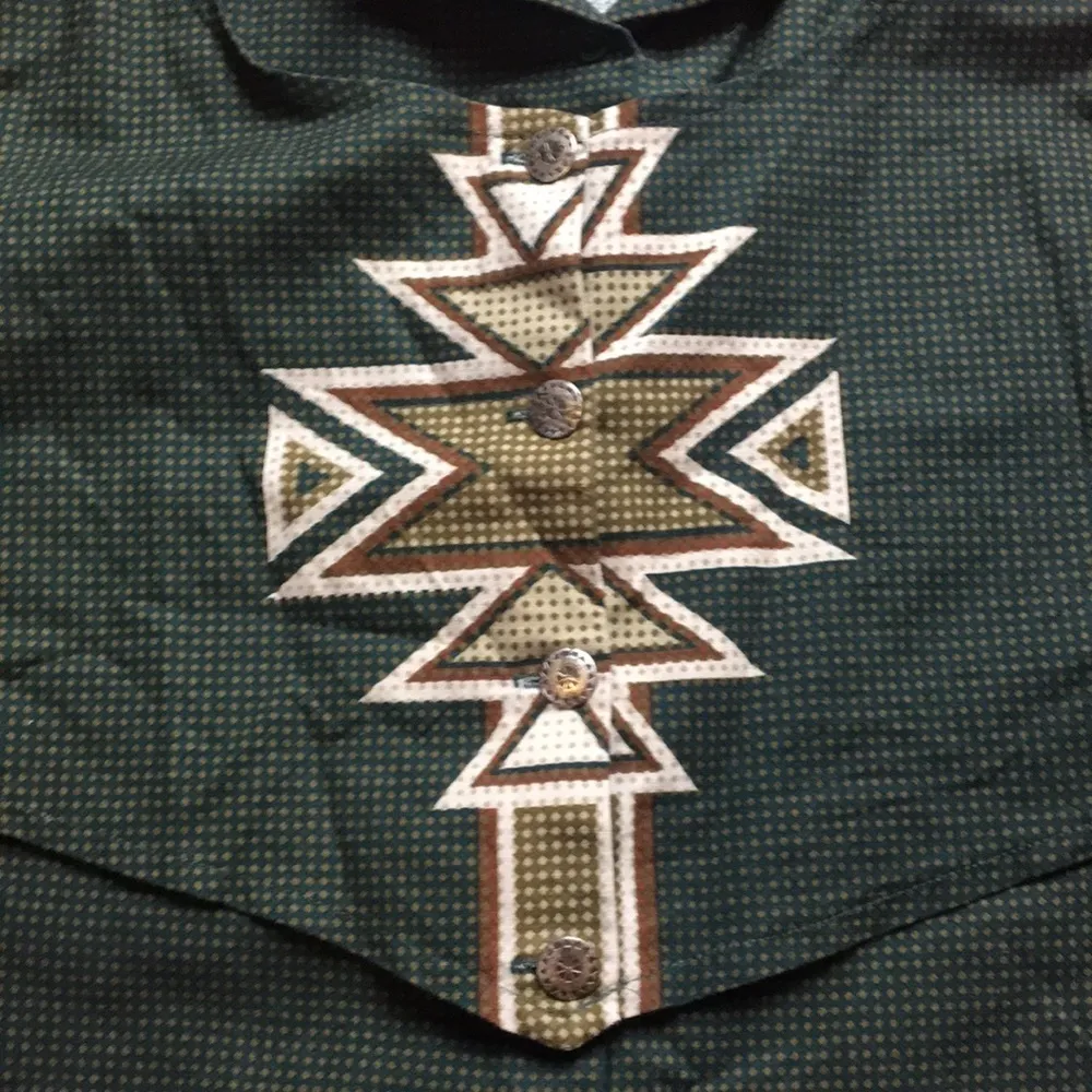 VTG ROPER BORDER WESTERN COWGIRL EQUESTRIAN BUTTON UP LONG SLEEVE Green - Image 4