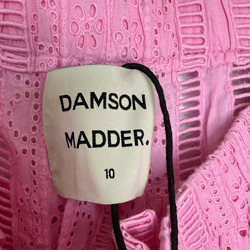 NWT Damson Madder Alys Vacation Pant Pink Eyelet Organic Cotton 10 Medium - Image 6