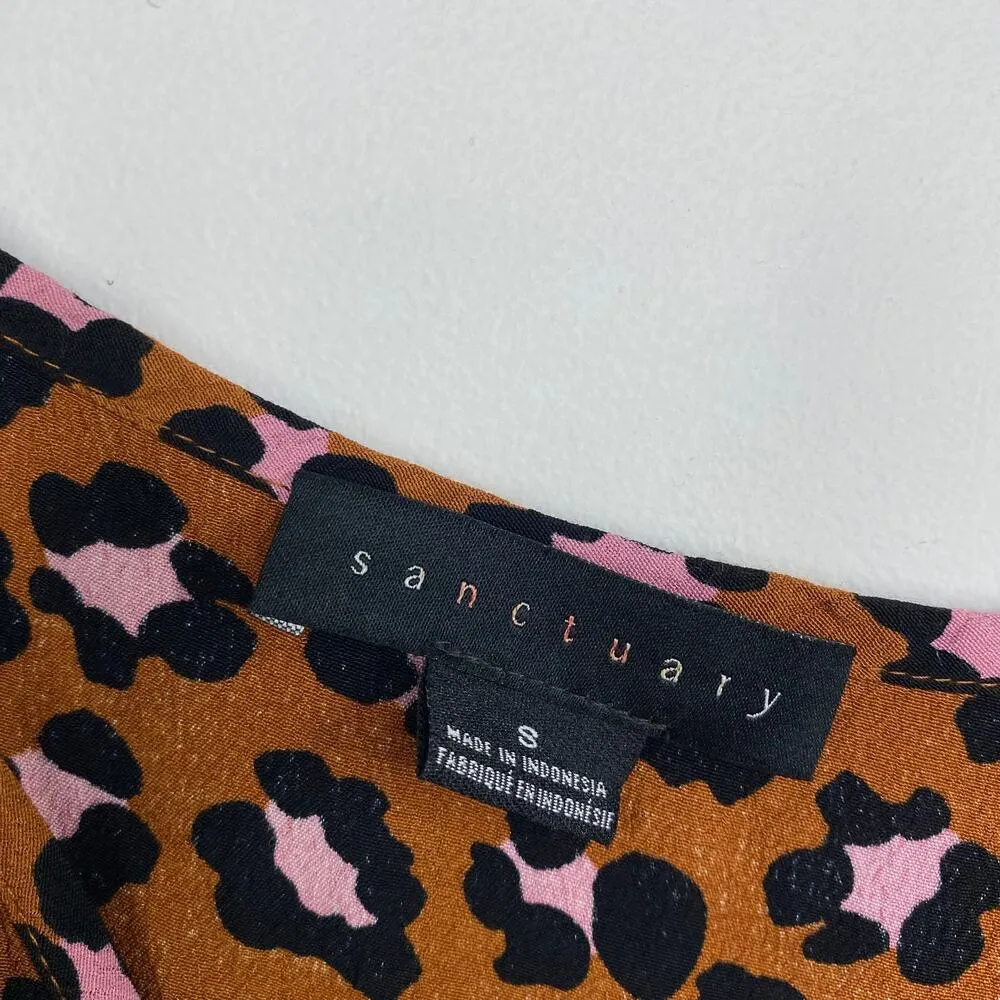 Sanctuary Brown Pink Black Animal Print Scoop Neck Tank Top Women's Size Small S - Image 5