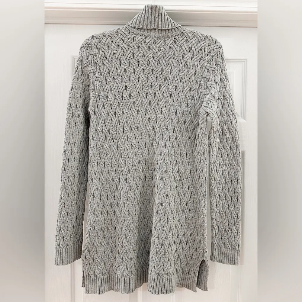 Jeanne Pierre Cable Knit Fisherman Tunic Sweater Gray - Image 6