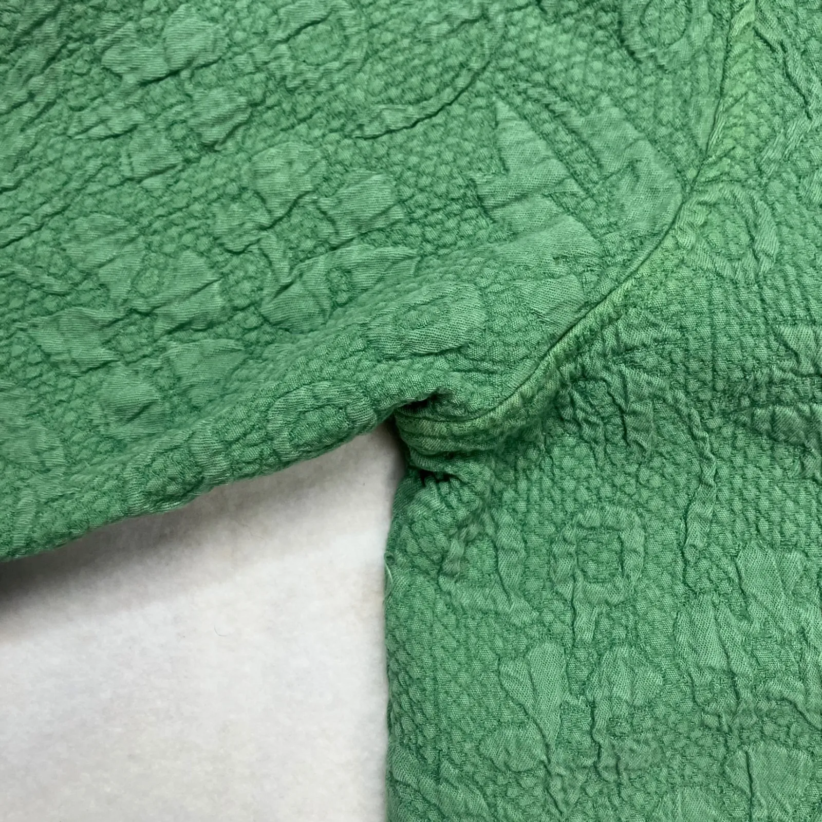 Soft Surroundings Textured Floral Button Front Jacket Green Small USA‎ Made - Image 3