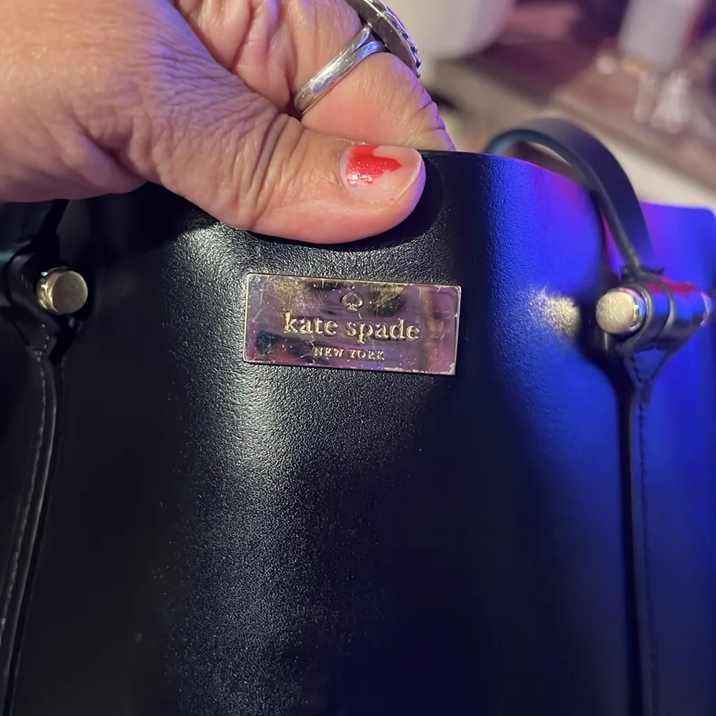 Kate Spade Elodie Black and Teal Tote Bag 12x12x6 - Image 15