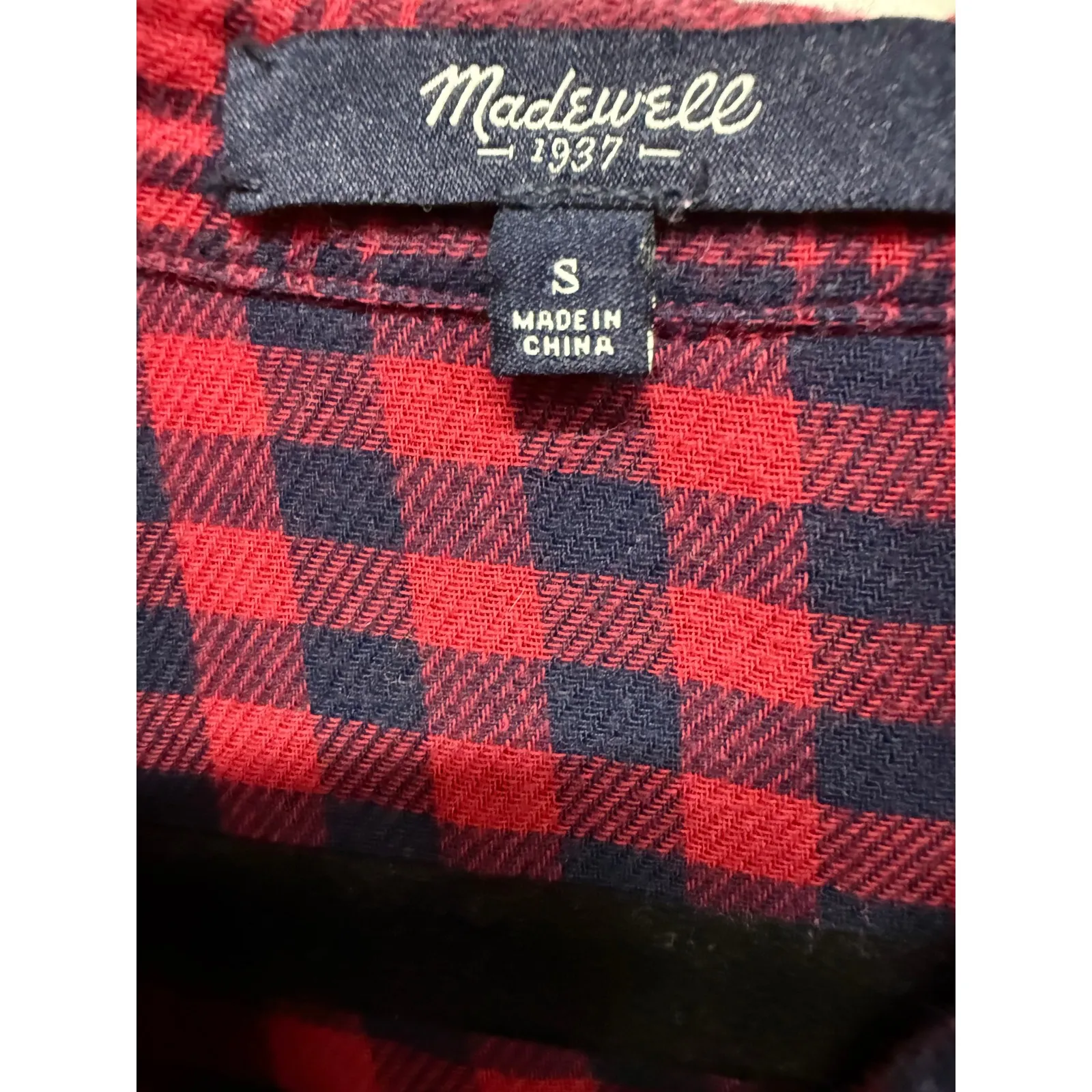 Madewell Red Blue Ex Boyfriend Plaid Flannel in in Albion Plaid Size Small - Image 5