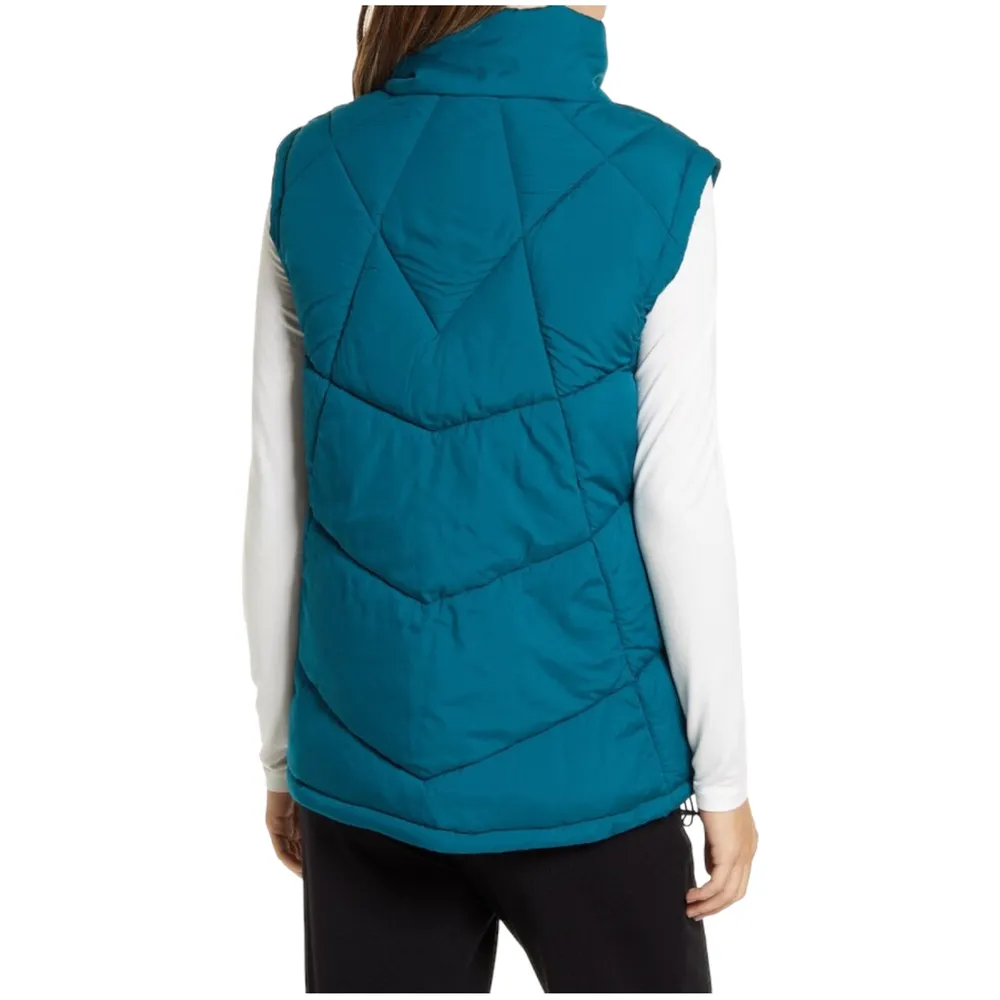 New Nordstrom Puffer Vest Womens XXS Stand Collar Quilted Zip Up Teal Ocean - Image 12