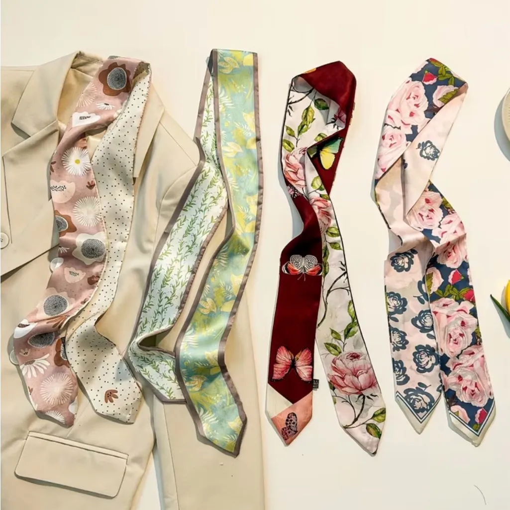 Set of 4 Floral Butterfly Botanical Silk Twillies - Image 2