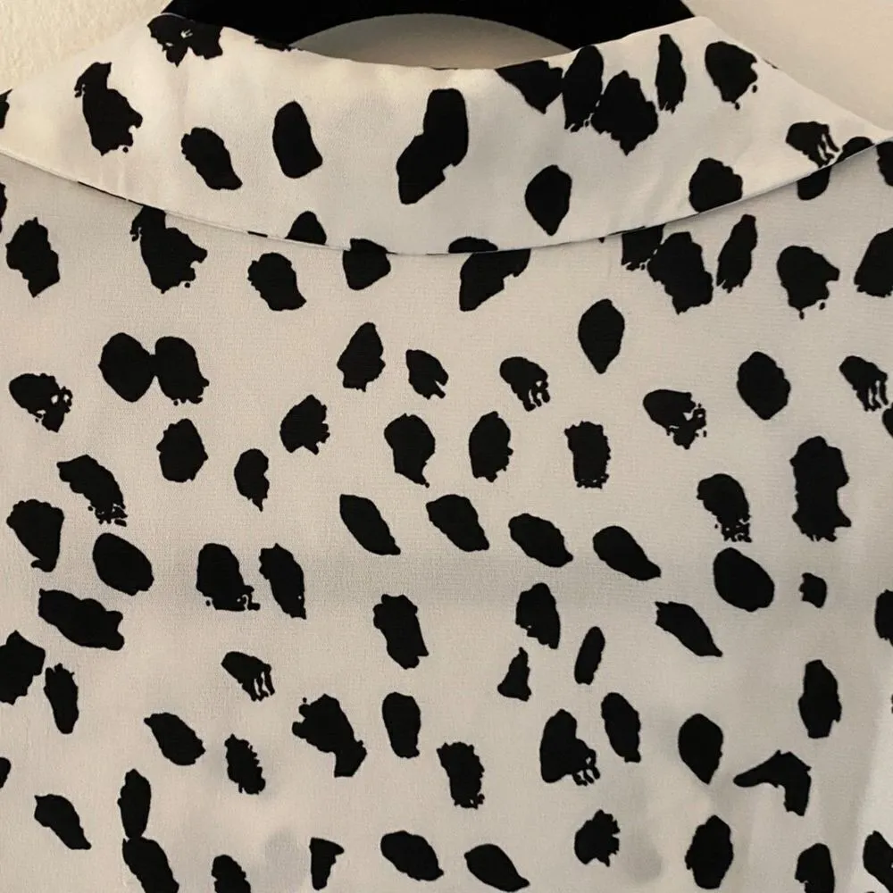 Cupshe Black White Spotted Blazer Long Sleeve Button Up Blouse Women's Size XS​ - Image 9