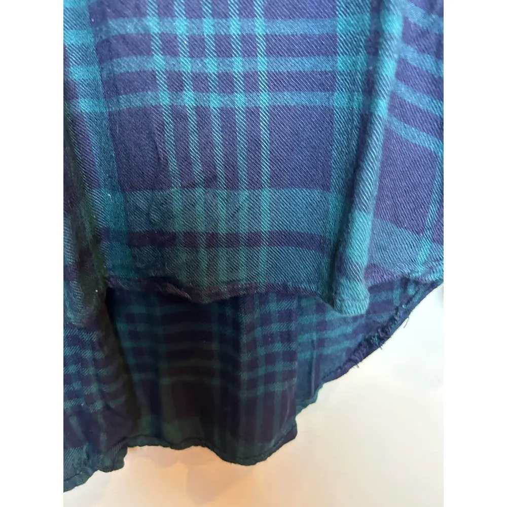 YMI Blue Green Plaid Button Up Winter Holiday Women Small - Image 2