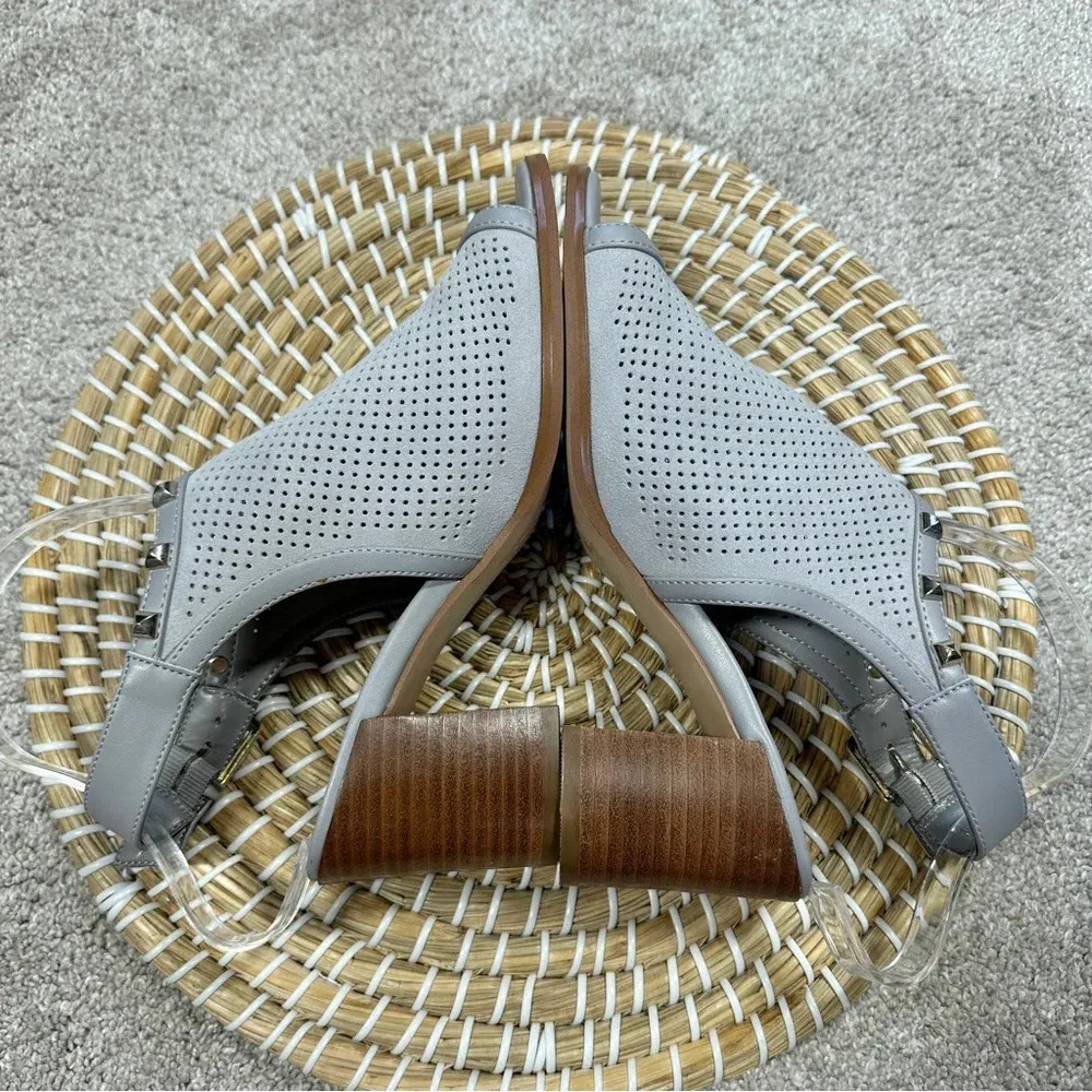 Marc Fisher Grey Suede Perforated Parso Studded Heeled Sandal Size 6.5 - Image 7