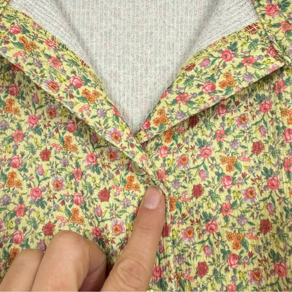 ASOS Yellow Ditsy Floral Midi Dress Womens 10 Long Sleeve Prairie Cottage Core - Image 6