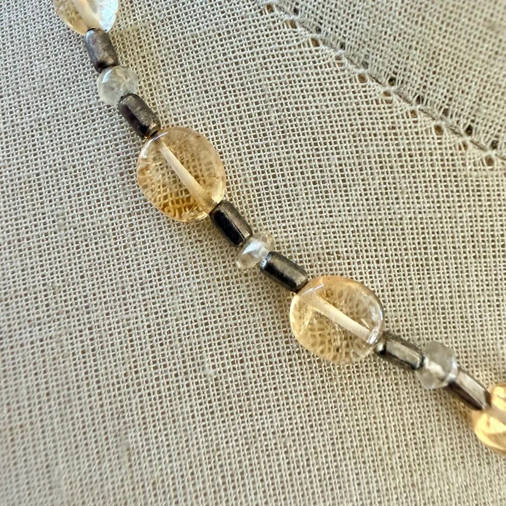 Sterling Silver Citrine & Quartz Beaded choker Necklace - Image 4