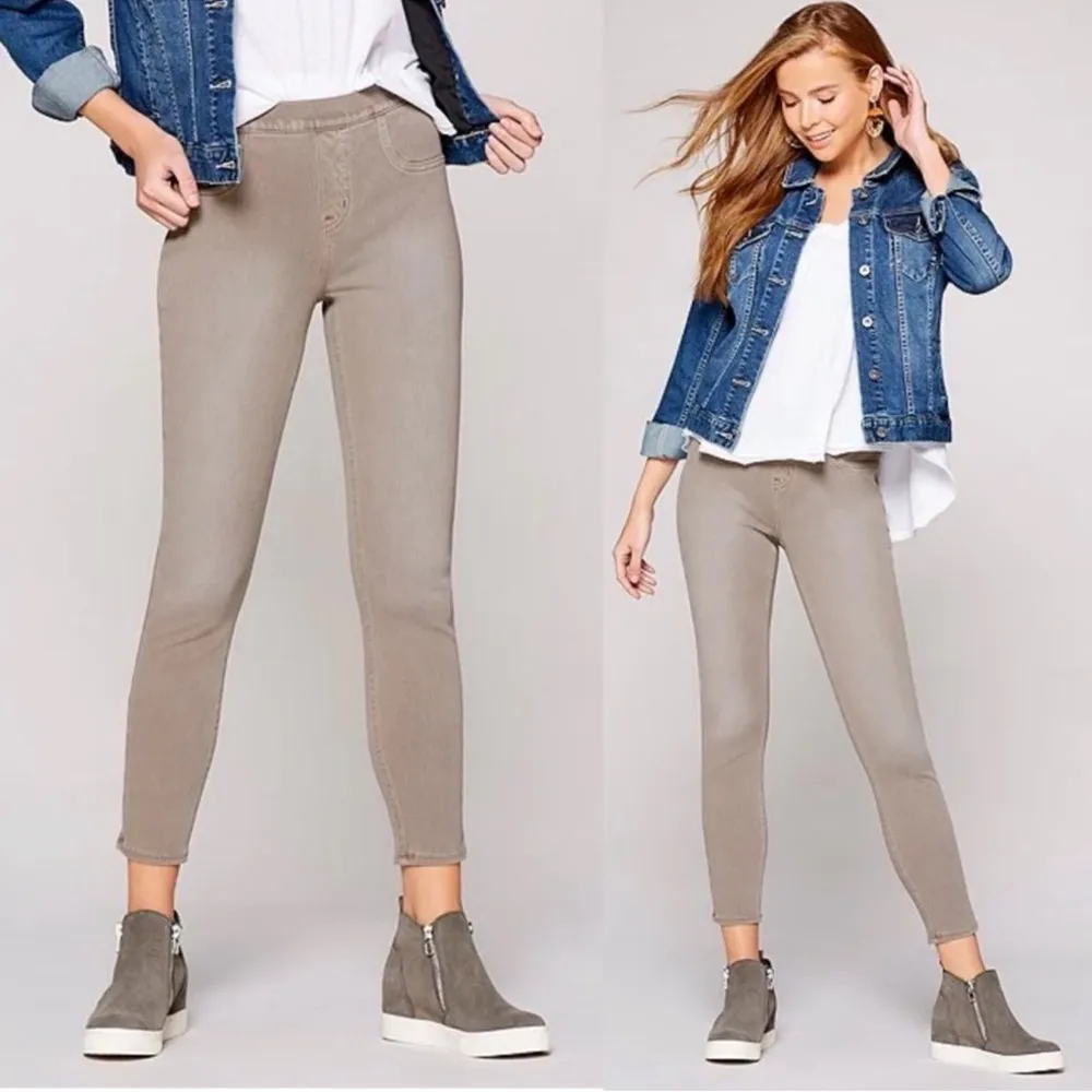 SPANX earthy taupe skinny Jean-ish Ankle leggings size small - Image 11