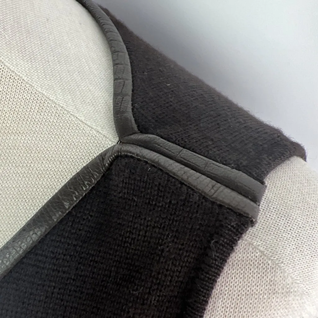 Dana Buchman LP Dark Brown Merino Wool Leather Trim Knit Shell Tank Top Fitted - Image 3