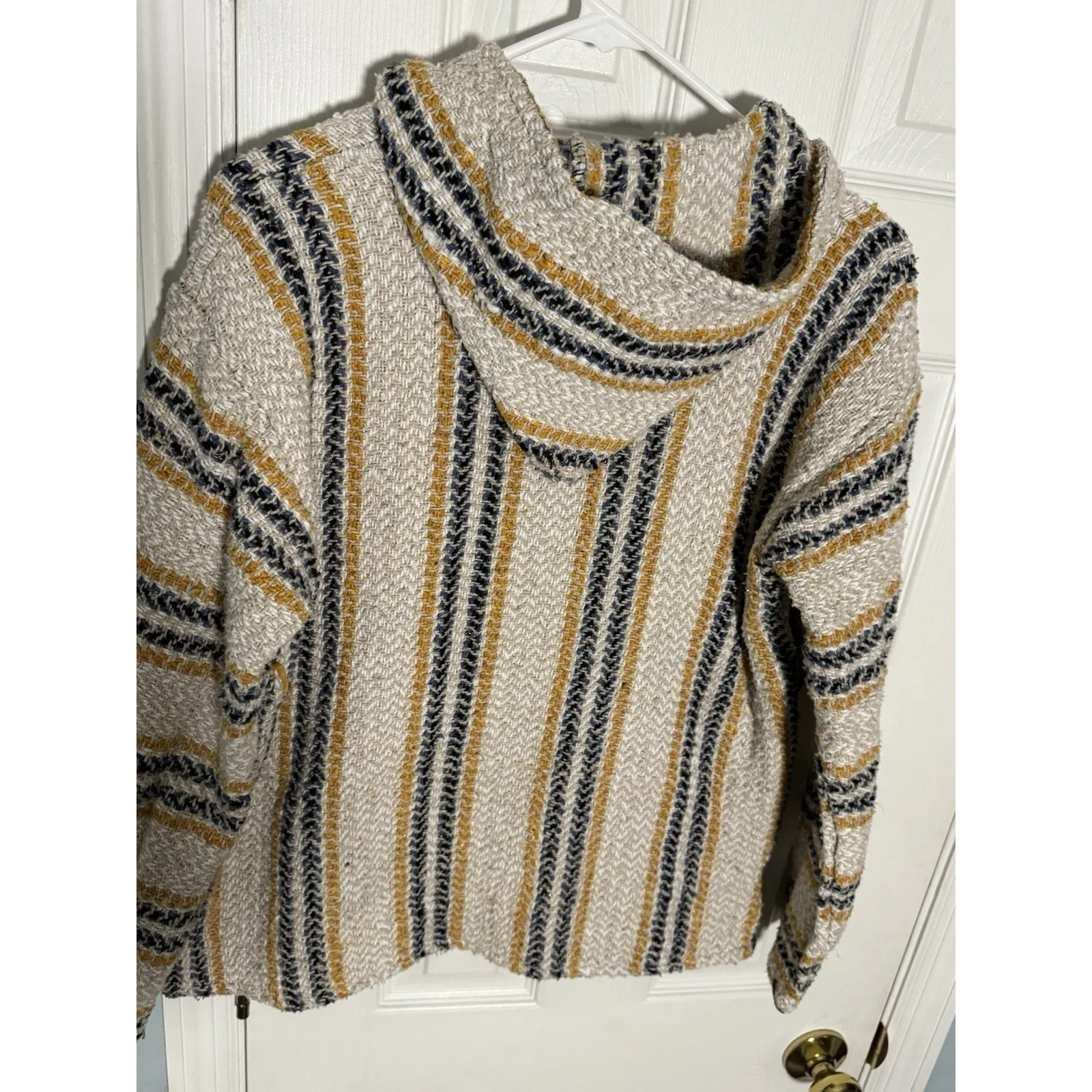 Earth Ragz Baja Joe Hoodie, Blue, Tan, Yellow, Gold Threading, Medium - Image 9