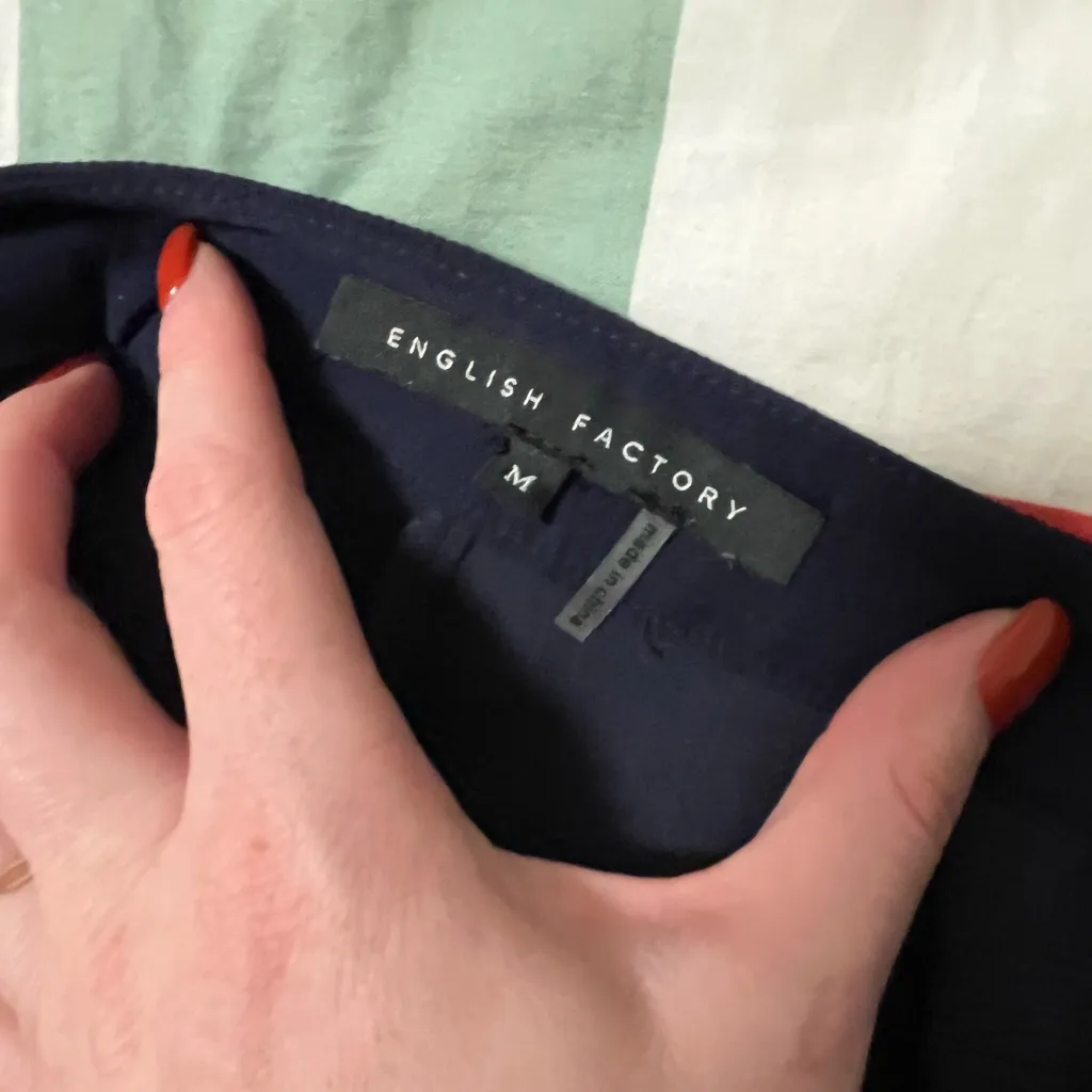 English Factory Navy Lace Up High-Waisted Crop Trousers - Image 9