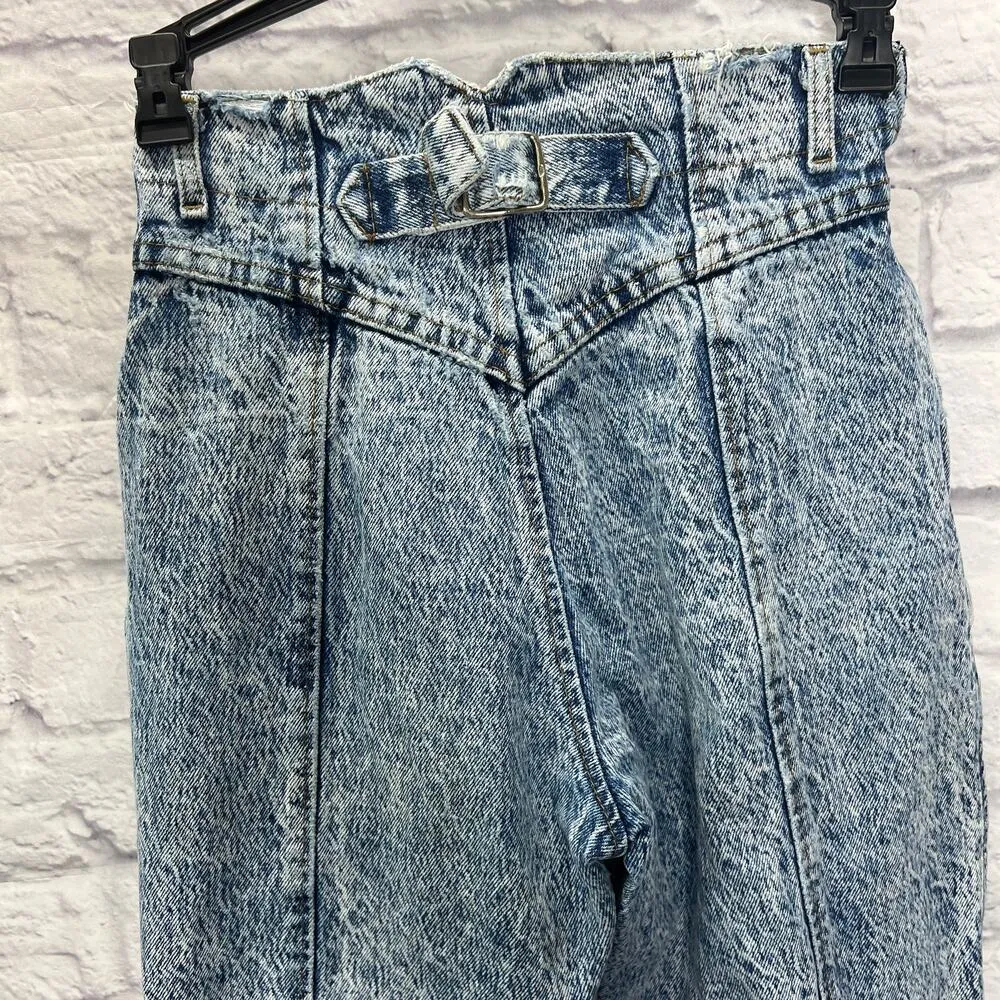 Vintage LEE Juniors High Waist Tapered Acid Wash Jeans Size 5 24x30 Long 80s/90s - Image 4